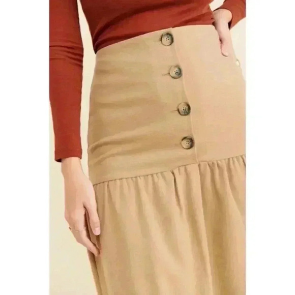 Rita Row Beauty in the Buttons Tan Wool Skirt - Picture 4 of 4